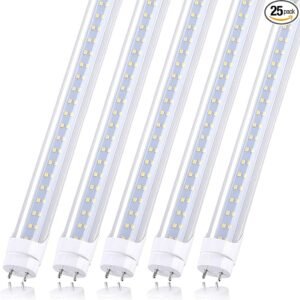 T8 LED Light Bulb 4FT, Ballast Bypass Required, 3360 Lumens, 2pin G13 End Day White 5000K, Replace 80W Fluorescent Light,Cold White 6000K, Dual-End Powered Clear Cover AC 85-277V 25Pack