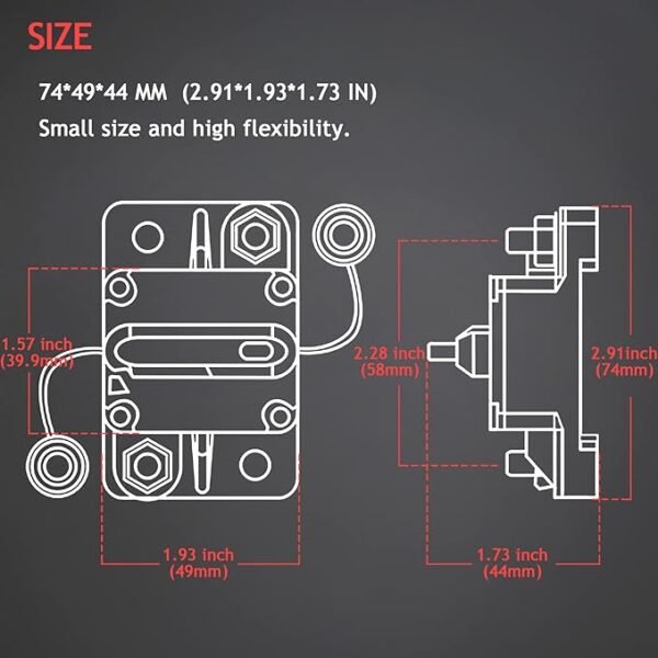 3 Pack 300A Circuit Breaker with Manual Reset Fuse Holder for Car Audio Marine Boat Stereo Switch, with Wire Lugs Copper Washer - Image 5