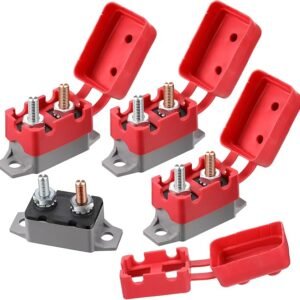4 Pieces DC 12V - 24V Automatic Reset Circuit Breaker Circuit Breaker with Cover Stud Bolt for Automotive and More (30 Amp)