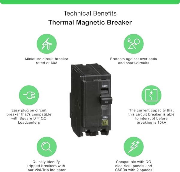 Square D by Schneider Electric QO260CP Circuit Breaker, Black - Image 3