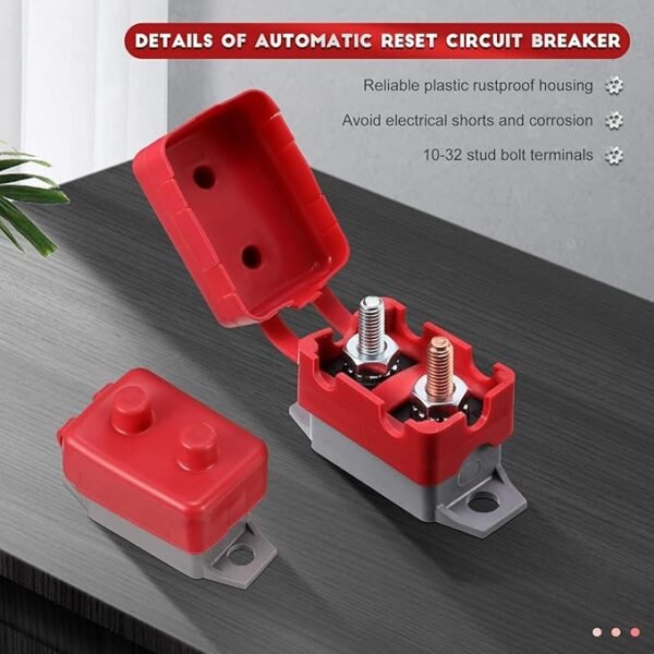 4 Pieces DC 12V - 24V Automatic Reset Circuit Breaker Circuit Breaker with Cover Stud Bolt for Automotive and More (30 Amp) - Image 2