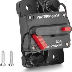 RED WOLF 60Amp Circuit Breaker for Boat Trolling Motor Marine ATV Trailer Vehicles Stereo Audio Electronic Battery Solar System Inline Fuse with Manual Reset Switch Waterproof DC 12V-48V