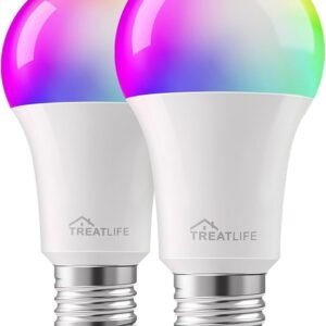 Treatlife Smart Light Bulb, Dimmable Multicolor and White LED Bulb, Compatible with Alexa, Google Assistant, A19 E26 8W (60W Equivalent), No Hub Required, 2 Pack