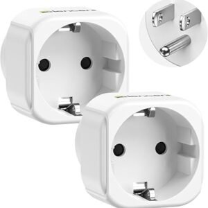 LENCENT 2 Pack Europe to US Plug Adapter,European to USA Adapter, American Outlet Plug Adapter, EU to US Adapter, Europe to USA Travel Plug Converter