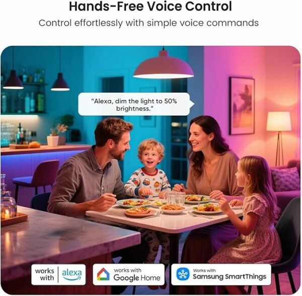 Treatlife Smart Light Bulb, Dimmable Multicolor and White LED Bulb, Compatible with Alexa, Google Assistant, A19 E26 8W (60W Equivalent), No Hub Required, 2 Pack - Image 5