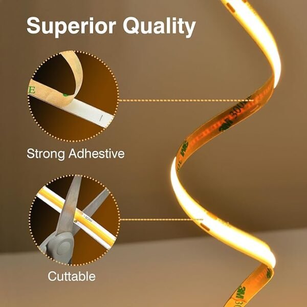 COB LED Strip,LED Strip Lights 3M/9.84ft,Touch Dimmable LED Strips,CRI90+,3000K Warm White cob led,960LEDs,24V LED Tape Lights,Indoor for Bedroom, Kitchen, TV, Mirror,Cabinet - Image 5